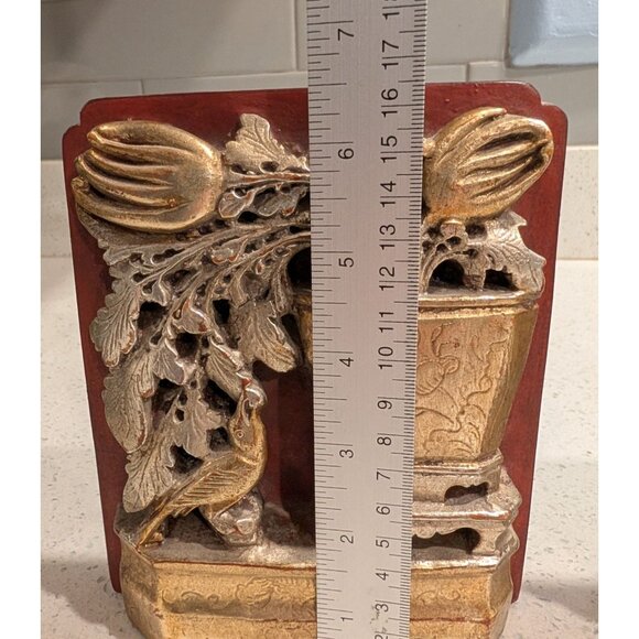 Borghese Hollywood Regency Bookends Floral Bird Motif - Picture 8 of 10